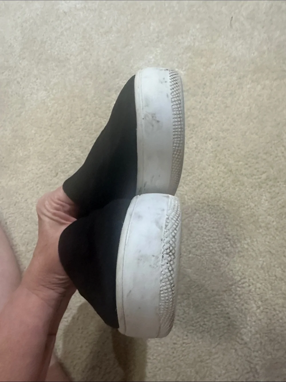 Steve Madden Black Suede Slip-On Sneakers with White Sole